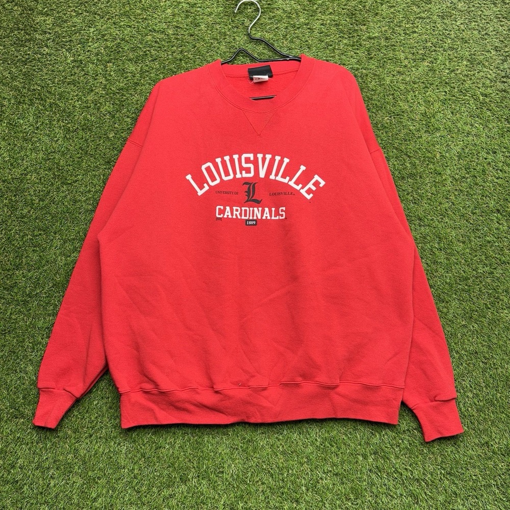 Vintage Louisville Cardinals Sweatshirt Mens 2XL Russell Athletic Red Crewneck